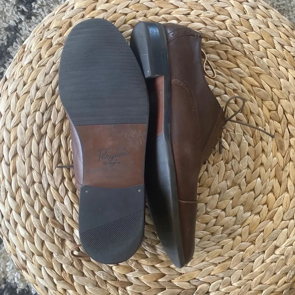 Original Penguin Premium Brown Leather Oxfords - Picture 6 of 8